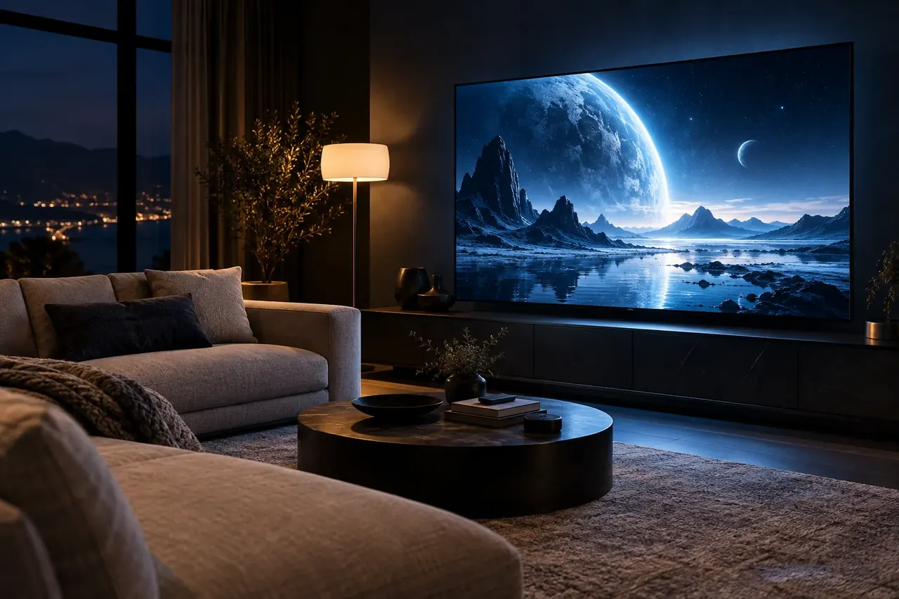 IPTV-compatible Smart TV, streaming device, tablet, and phone setup